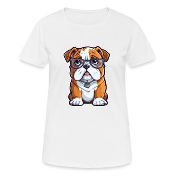 English Bulldog Dog Breed Watercolor Cartoon Kawai - Women's Breathable T-Shirt - white - Front - AI Model Female 172 dark (172cm)