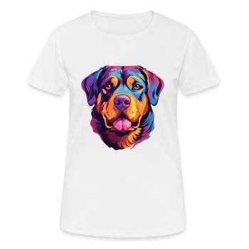 Rottweiler Hunderasse Aquarell Karikatur Kawaii Col - Frauen T-Shirt atmungsaktiv - Weiß - Vorne - AI Model Female 172 dark (172cm)