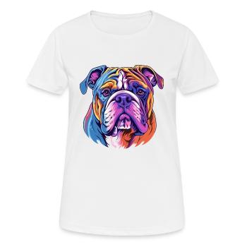 Bulldogge Hund Rasse Aquarell Karikatur Kawaii Colorf - Frauen T-Shirt atmungsaktiv - Weiß - Vorne - AI Model Female 172 dark (172cm)