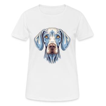 Braque de Weimar chien race aquarelle dessin animé Kawaii Col - T-shirt respirant Femme - blanc - Devant - AI Model Female 172 dark (172cm)