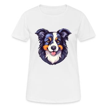 Border Collie Dog Breed Watercolor Cartoon Kawaii - Women's Breathable T-Shirt - white - Front - AI Model Female 172 dark (172cm)