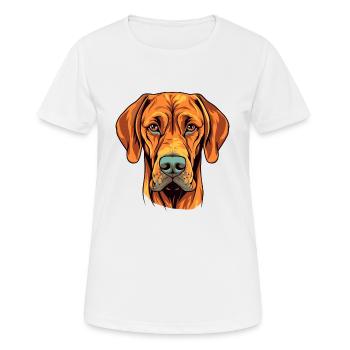 Rhodesian Ridgeback chien race aquarelle dessin animé K - T-shirt respirant Femme - blanc - Devant - AI Model Female 172 dark (172cm)