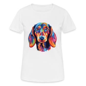 Dackel Hund Rasse Aquarell Karikatur Kawaii Colo - Frauen T-Shirt atmungsaktiv - Weiß - Vorne - AI Model Female 172 dark (172cm)