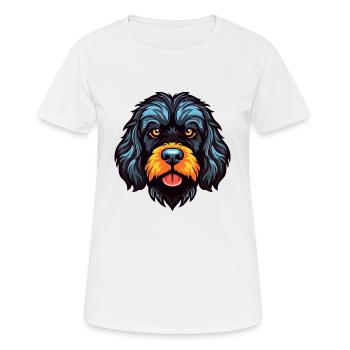 Portugiesischer Wasserhund Rasse Aquarell Cartoon Kawa - Frauen T-Shirt atmungsaktiv - Weiß - Vorne - AI Model Female 172 dark (172cm)
