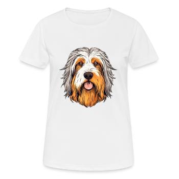 Bärtiger Collie Hund Rasse Aquarell Karikatur Kawaii - Frauen T-Shirt atmungsaktiv - Weiß - Vorne - AI Model Female 172 dark (172cm)