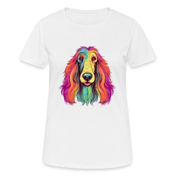 Chien de chasse afghan race aquarelle dessin animé Kawaii C - T-shirt respirant Femme - blanc - Devant - AI Model Female 172 dark (172cm)
