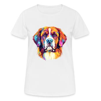 Saint Bernard chien race aquarelle dessin animé Kawaii - T-shirt respirant Femme - blanc - Devant - AI Model Female 172 dark (172cm)