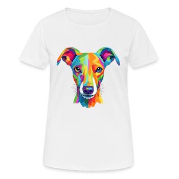 Whippet Hund Rasse Aquarell Karikatur Kawaii Colorf - Frauen T-Shirt atmungsaktiv - Weiß - Vorne - AI Model Female 172 dark (172cm)