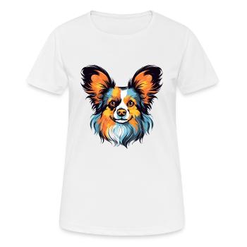Papillon Hunderasse Aquarell Karikatur Kawaii Farbe - Frauen T-Shirt atmungsaktiv - Weiß - Vorne - AI Model Female 172 dark (172cm)