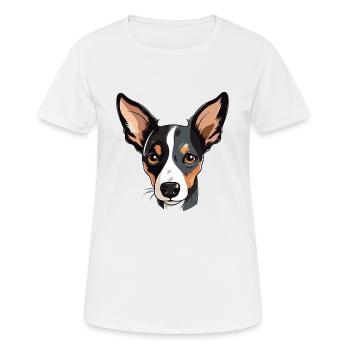 Spielzeug Foxterrier Hunderasse Aquarell Karikatur Kawai - Frauen T-Shirt atmungsaktiv - Weiß - Vorne - AI Model Female 172 dark (172cm)