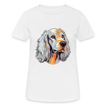 English Setter Dog Breed Watercolor Cartoon Kawaii - Women's Breathable T-Shirt - white - Front - AI Model Female 172 dark (172cm)