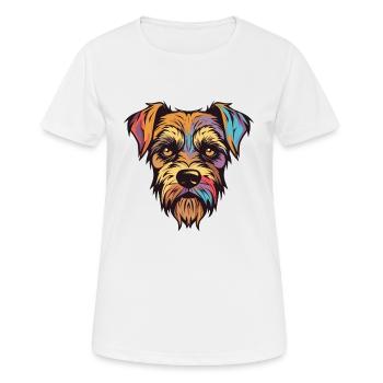 Border Terrier chien race aquarelle dessin animé Kawaii - T-shirt respirant Femme - blanc - Devant - AI Model Female 172 dark (172cm)