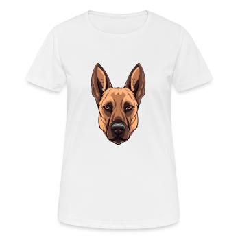 Belgian Malinois Dog Breed Watercolor Cartoon Kawa - Women's Breathable T-Shirt - white - Front - AI Model Female 172 dark (172cm)