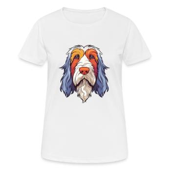 Petit Basset Griffon Vendéen race de chien aquarelle - T-shirt respirant Femme - blanc - Devant - AI Model Female 172 dark (172cm)