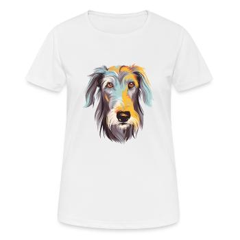 Scottish Deerhound Hunderasse Aquarell Karikatur Ka - Frauen T-Shirt atmungsaktiv - Weiß - Vorne - AI Model Female 172 dark (172cm)