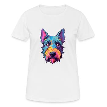 Scottish Terrier Hunderasse Aquarell Karikatur Kawa - Frauen T-Shirt atmungsaktiv - Weiß - Vorne - AI Model Female 172 dark (172cm)