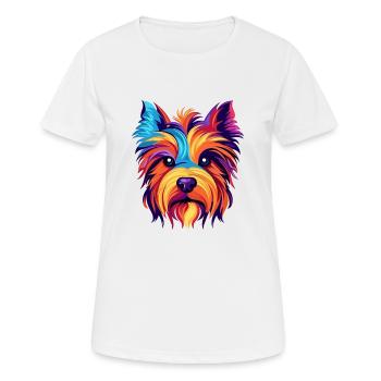 Silky Terrier Hunderasse Aquarell Karikatur Kawaii - Frauen T-Shirt atmungsaktiv - Weiß - Vorne - AI Model Female 172 dark (172cm)
