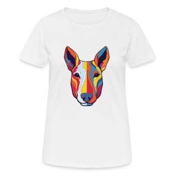 Miniature Bull Terrier Dog Breed Watercolor Cartoo - Women's Breathable T-Shirt - white - Front - AI Model Female 172 dark (172cm)