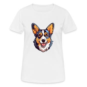 Strickjacke Welsh Corgi Hunderasse Aquarell Karikatur - Frauen T-Shirt atmungsaktiv - Weiß - Vorne - AI Model Female 172 dark (172cm)