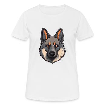 Norwegian Elkhound Dog Breed Watercolor Cartoon Ka - Women's Breathable T-Shirt - white - Front - AI Model Female 172 dark (172cm)