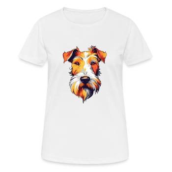 Draht Foxterrier Hunderasse Aquarell Karikatur Kawa - Frauen T-Shirt atmungsaktiv - Weiß - Vorne - AI Model Female 172 dark (172cm)