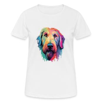 Irischer Wolfshund Hunderasse Aquarell Karikatur Kawai - Frauen T-Shirt atmungsaktiv - Weiß - Vorne - AI Model Female 172 dark (172cm)