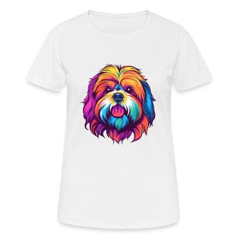 Lhasa Apso Hunderasse Aquarell Karikatur Kawaii Col - Frauen T-Shirt atmungsaktiv - Weiß - Vorne - AI Model Female 172 dark (172cm)