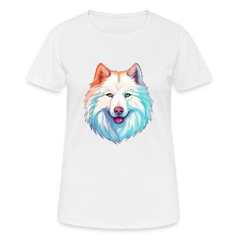 Samoyède chien race aquarelle dessin animé Kawaii Colorf - T-shirt respirant Femme - blanc - Devant - AI Model Female 172 dark (172cm)