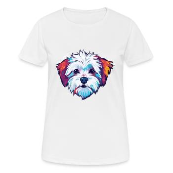 Malteser Hund Rasse Aquarell Karikatur Kawaii Colorf - Frauen T-Shirt atmungsaktiv - Weiß - Vorne - AI Model Female 172 dark (172cm)