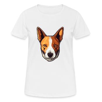 Basenji Dog Breed Watercolor Cartoon Kawaii Colorf - Women's Breathable T-Shirt - white - Front - AI Model Female 172 dark (172cm)
