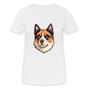 Akita Hunderasse Aquarell Karikatur Kawaii Bunt - Frauen T-Shirt atmungsaktiv - Weiß - Vorne - AI Model Female 172 dark (172cm)