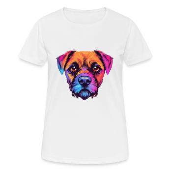 Border Terrier chien race aquarelle dessin animé Kawaii - T-shirt respirant Femme - blanc - Devant - AI Model Female 172 dark (172cm)