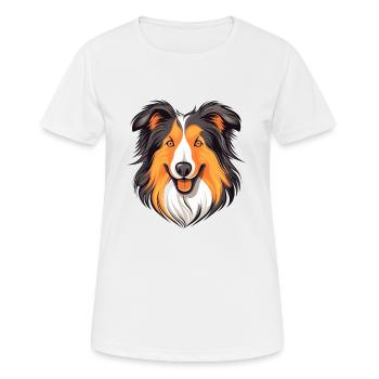 Collie Dog Breed Watercolor Cartoon Kawaii Colorfu - Women's Breathable T-Shirt - white - Front - AI Model Female 172 dark (172cm)