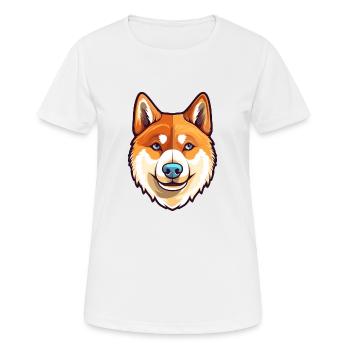 Shiba Inu Hunderasse Aquarell Karikatur Kawaii Colo - Frauen T-Shirt atmungsaktiv - Weiß - Vorne - AI Model Female 172 dark (172cm)