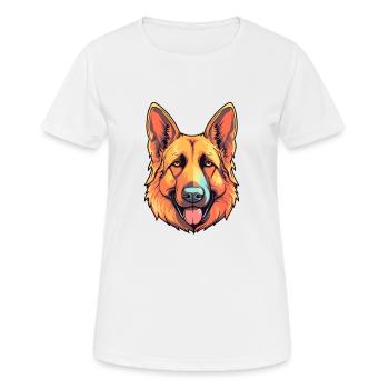 German Shepherd Dog Breed Watercolor Cartoon Kawai - Women's Breathable T-Shirt - white - Front - AI Model Female 172 dark (172cm)