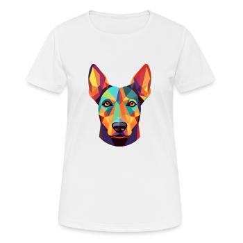 Dobermann Pinscher Hunderasse Aquarell Karikatur Kaw - Frauen T-Shirt atmungsaktiv - Weiß - Vorne - AI Model Female 172 dark (172cm)