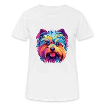Yorkshire Terrier Hunderasse Aquarell Karikatur Kaw - Frauen T-Shirt atmungsaktiv - Weiß - Vorne - AI Model Female 172 dark (172cm)