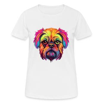 Griffon Bruxellois race de chien aquarelle dessin animé Ka - T-shirt respirant Femme - blanc - Devant - AI Model Female 172 dark (172cm)
