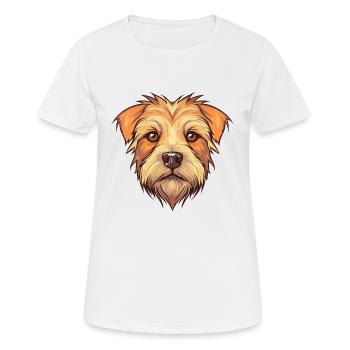 Norfolk Terrier Dog Breed Watercolor Cartoon Kawai - Women's Breathable T-Shirt - white - Front - AI Model Female 172 dark (172cm)