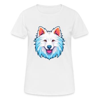 Américain Esquimau chien race aquarelle dessin animé Kawai - T-shirt respirant Femme - blanc - Devant - AI Model Female 172 dark (172cm)
