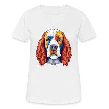 Clumber Spaniel Dog Breed Watercolor Cartoon Kawai - Women's Breathable T-Shirt - white - Front - AI Model Female 172 dark (172cm)