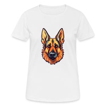 Deutsche Schäferhunderasse Aquarell Cartoon Kawai - Frauen T-Shirt atmungsaktiv - Weiß - Vorne - AI Model Female 172 dark (172cm)