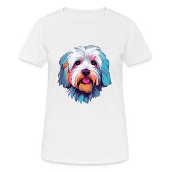 Cotons de Tuléar Race Chien Aquarelle Dessin Animé Kawa - T-shirt respirant Femme - blanc - Devant - AI Model Female 172 dark (172cm)