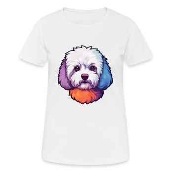 Bichons frisé race de chien aquarelle dessin animé Kawaii - T-shirt respirant Femme - blanc - Devant - AI Model Female 172 dark (172cm)