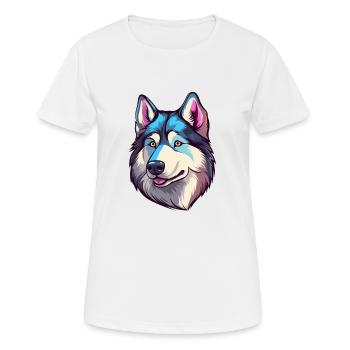 Husky Chien Race Aquarelle Dessin animé Kawaii Coloré - T-shirt respirant Femme - blanc - Devant - AI Model Female 172 dark (172cm)