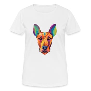Doberman Race Chien Aquarelle Dessin Animé Kawaii Couleur - T-shirt respirant Femme - blanc - Devant - AI Model Female 172 dark (172cm)