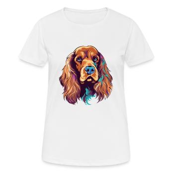 English Cocker Spaniel Dog Breed Watercolor Cartoo - Women's Breathable T-Shirt - white - Front - AI Model Female 172 dark (172cm)