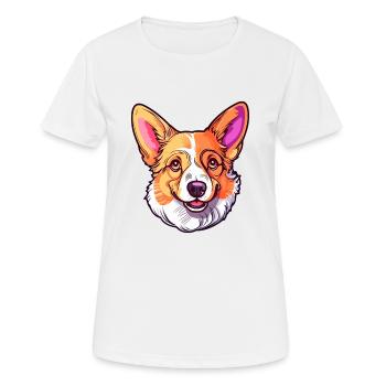 Corgi Chien Race Aquarelle Dessin Animé Kawaii Coloré - T-shirt respirant Femme - blanc - Devant - AI Model Female 172 dark (172cm)