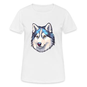 Husky Sibérien Race Chien Aquarelle Dessin Animé Kawaii - T-shirt respirant Femme - blanc - Devant - AI Model Female 172 dark (172cm)