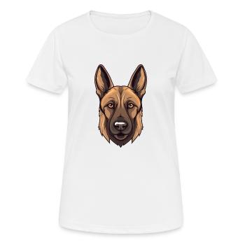 Belgian Malinoi Dog Breed Watercolor Cartoon Kawai - Women's Breathable T-Shirt - white - Front - AI Model Female 172 dark (172cm)